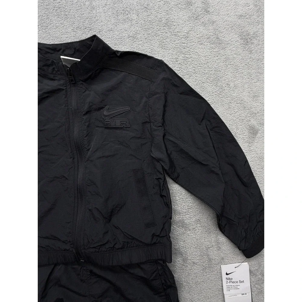 Nike Tracksuit Unisex Kids 5 Black Air 2 Piece Jacket Pants Set Nylon Zip‎